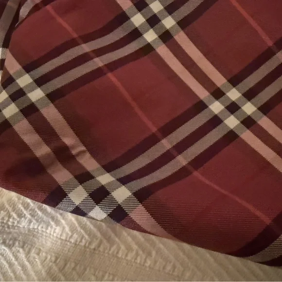 Burberry Red Plaid Nylon Handbag/COA - Picture 7 of 8